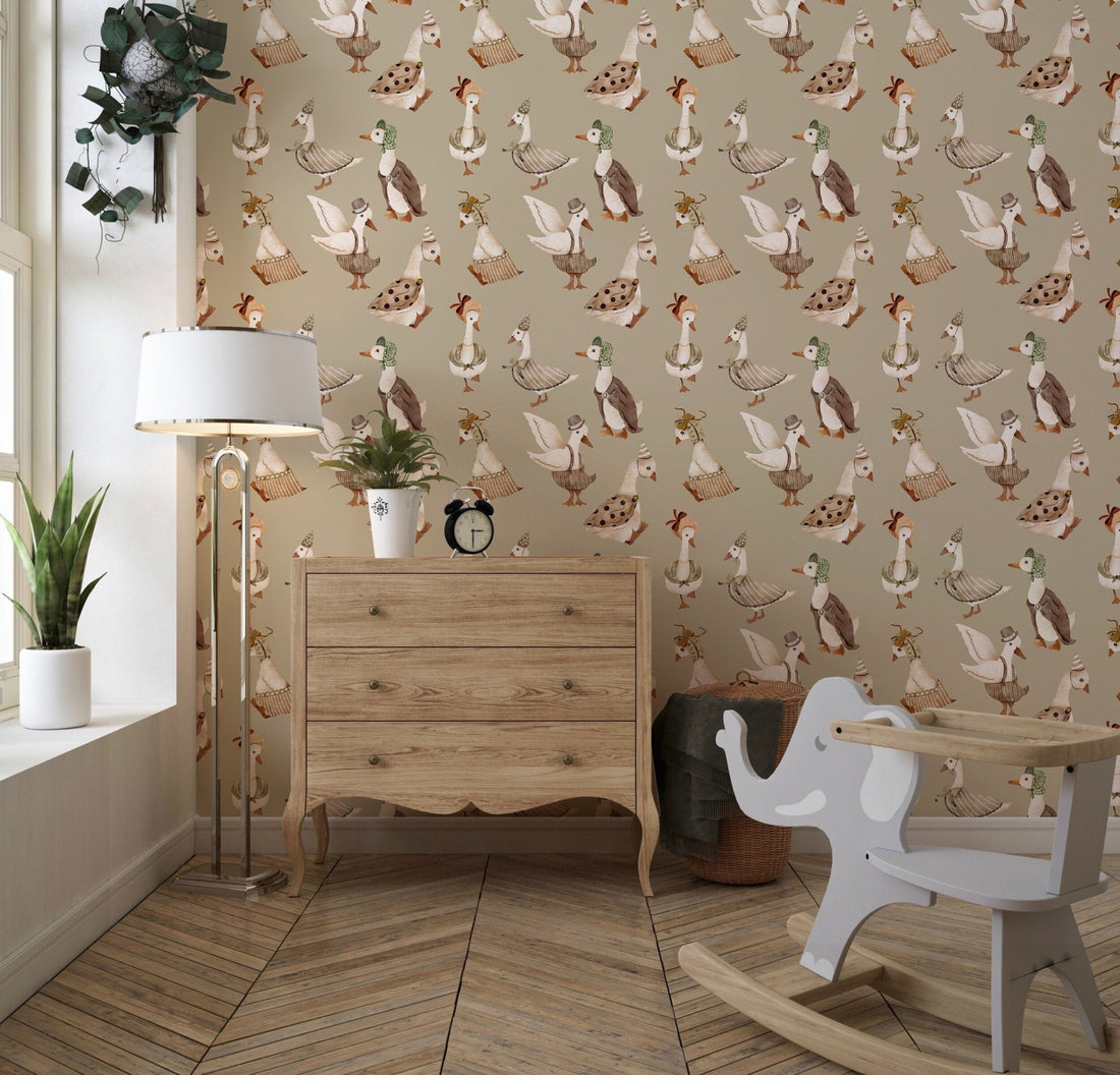 Vintage Wallpaper Kids Peel and stick Wall Mural, Woodland Nursery ...