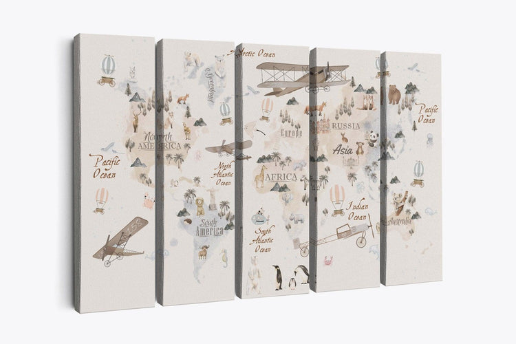animal world map kids world map print kids room decor wall art large ...