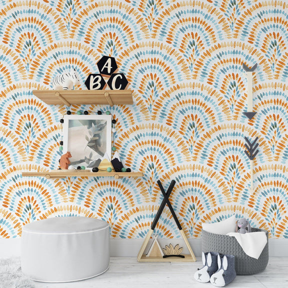 Art deco wallpaper peel and stick, vintage abstract wall mural, accent  wall, home decor - Scandi Home abstract_wallpaper accent_wall