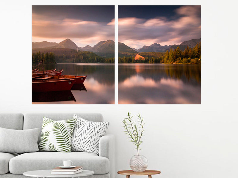 Mountain lake art calm wall decor canvas print - Scandi Home 