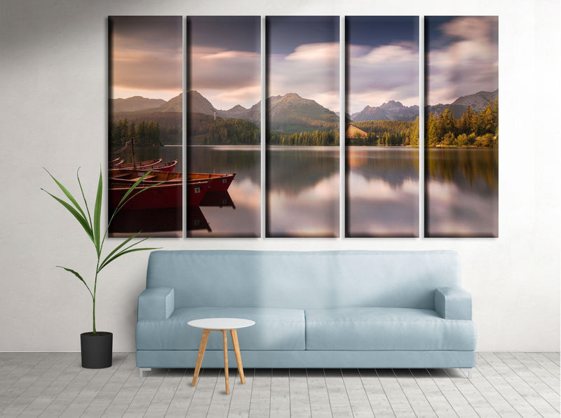 Mountain lake art calm wall decor canvas print - Scandi Home 