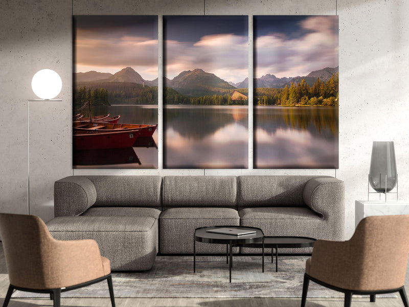 Mountain lake art calm wall decor canvas print - Scandi Home 