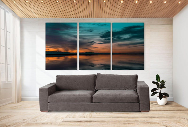lake art print large landscape wall art sunset lake - Scandi Home 