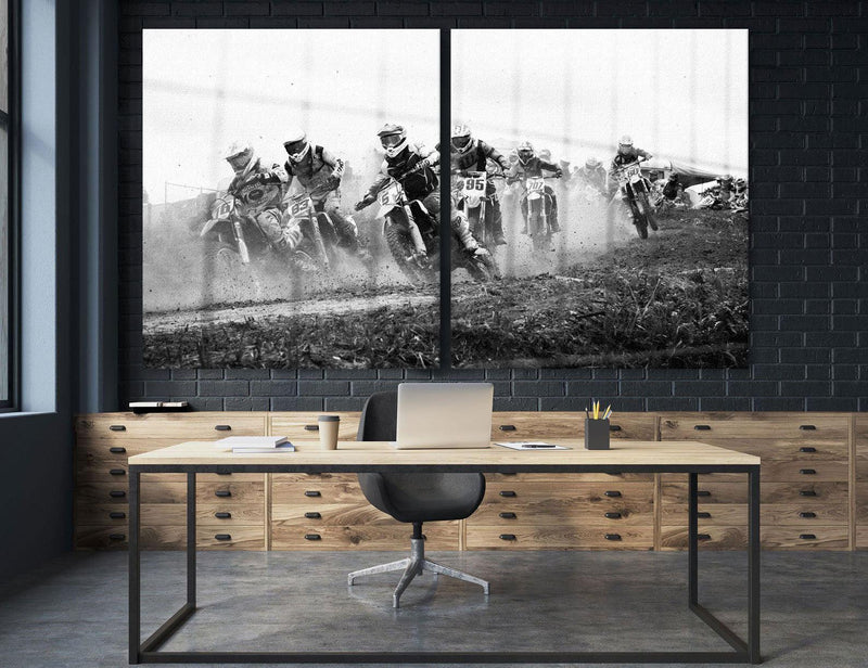 Motocross decor wall art canvas print Wrapped Canvas on Wooden Frame - Scandi Home 