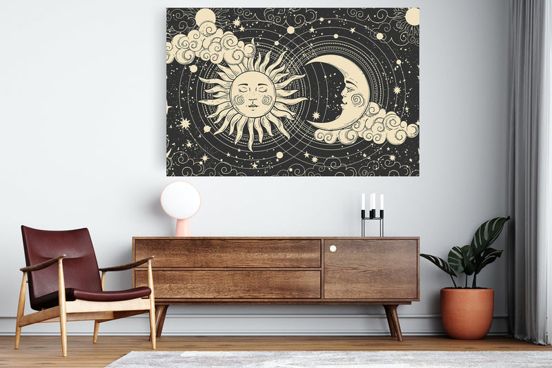 Moon and sun art print Boho wall decor Tarot Posters meditation gifts Yoga Wall Deco - Scandi Home 