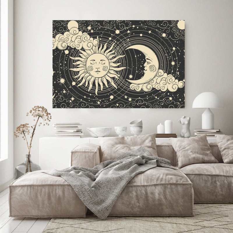 Moon and sun art print Boho wall decor Tarot Posters meditation gifts Yoga Wall Deco - Scandi Home 