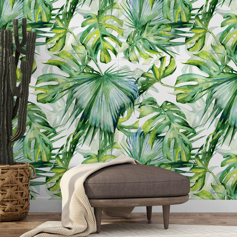 Tropical wallpaper Self-Adhesive- Traditional Wallpaper Monstera Wall Murals Leaves Wallpaper Jungle Wallcovering - Scandi Home 