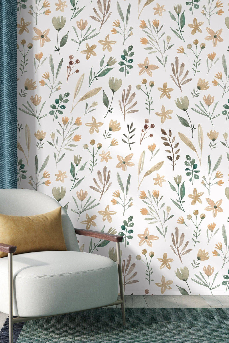 Delicate Floral Wallpaper Peel and Stick Self-Adhesive- Traditional wallpaper Wall Murals Modern home decor - Scandi Home 