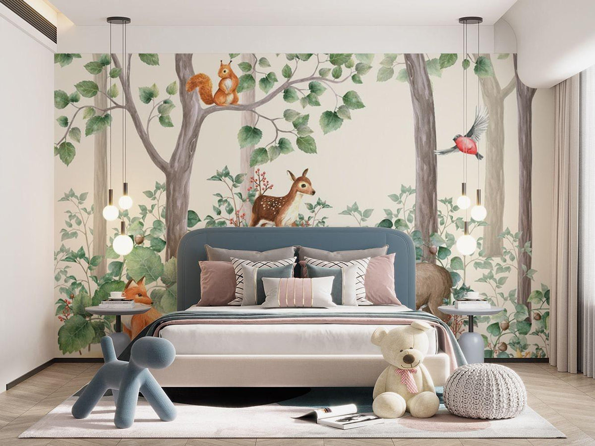 Kids Room Forest Wallpaper Woodland animals Wall Mural Fairy wallpaper ...