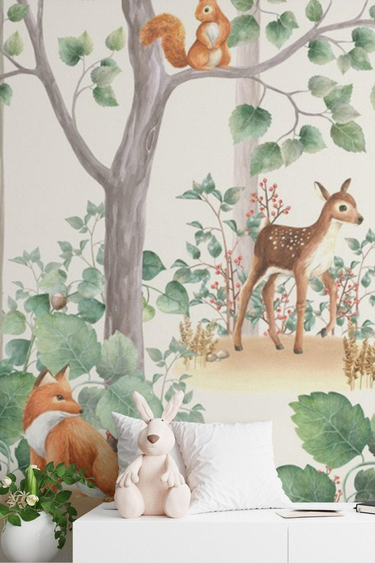 Kids Room Forest Wallpaper Woodland animals Wall Mural Fairy wallpaper ...