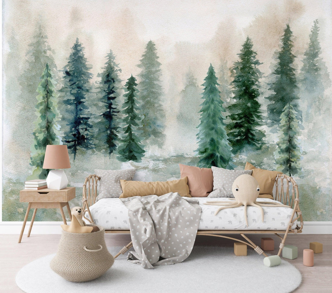 Kids Wallpaper - Forest Peel and Stick Wall Mural - Self Adhesive ...