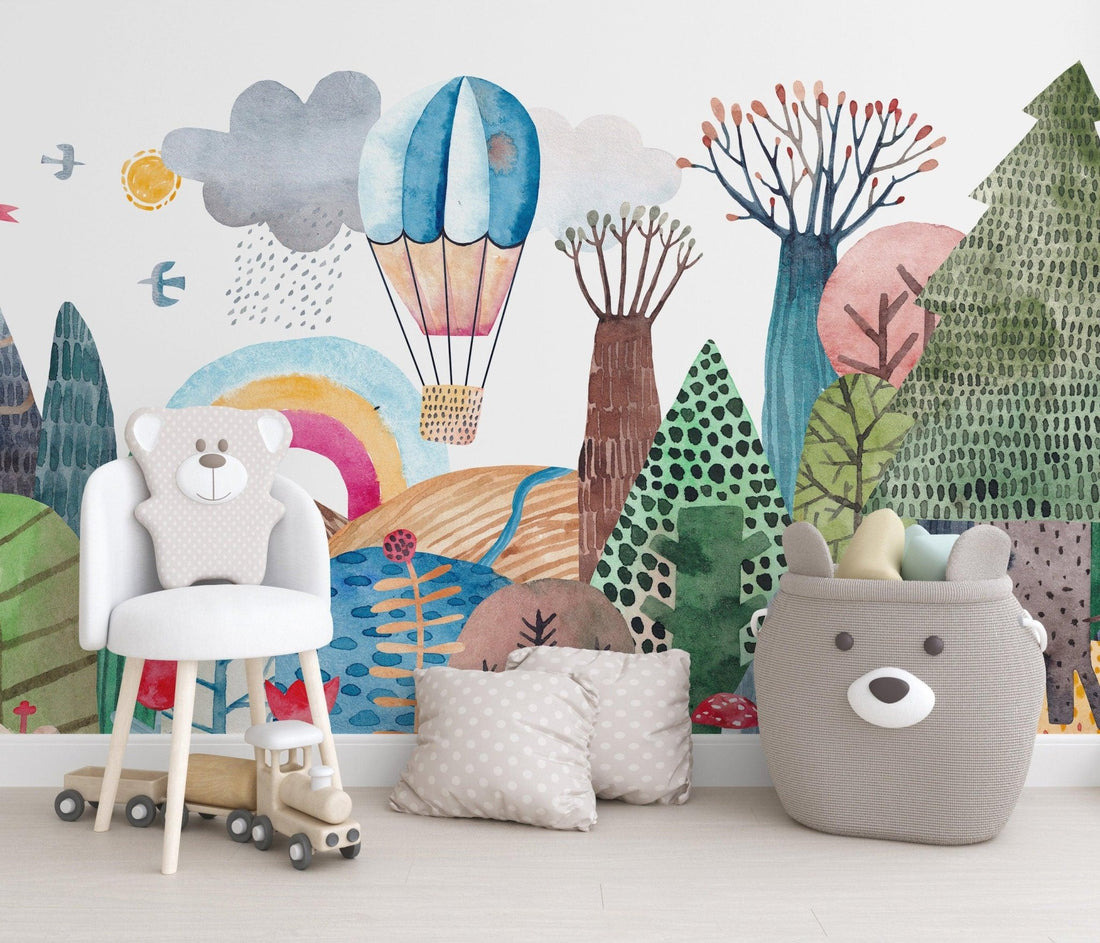 Kids Wallpaper -Forest Peel and Stick Wall Mural - Self Adhesive ...