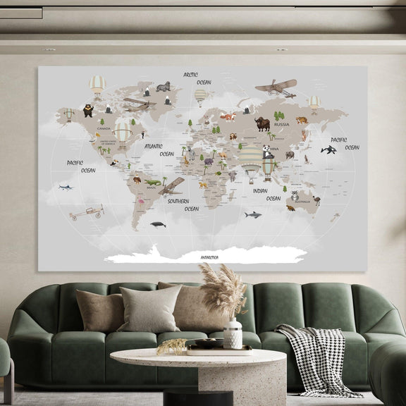  World map, World map wall art, World map wall decor