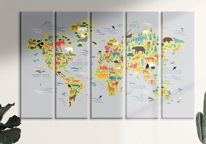 Kids World Map Print Nursery Animal World Map For Kids Map Art For Baby ...