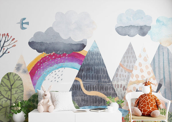 Mountain Wallpaper Nursery Mural Kids Room Wall Mural Custum Size ...