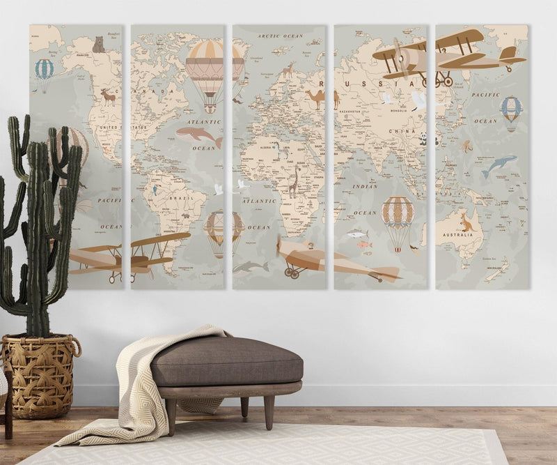 World Map Wall Decor Kids