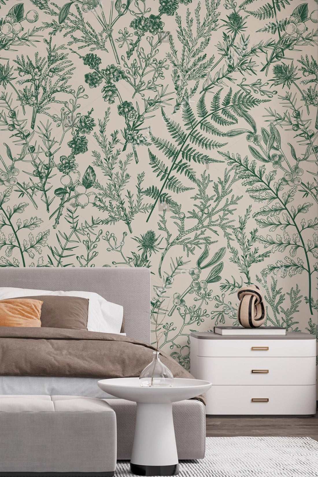 Removable Wallpaper Botanical Wall Mural Peel and Stick Vintage Fern ...