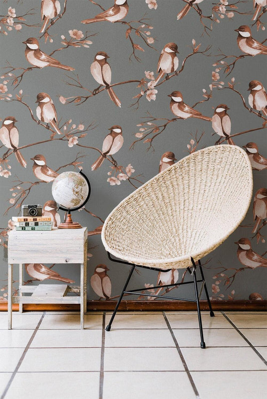 vintage birds wallpaper