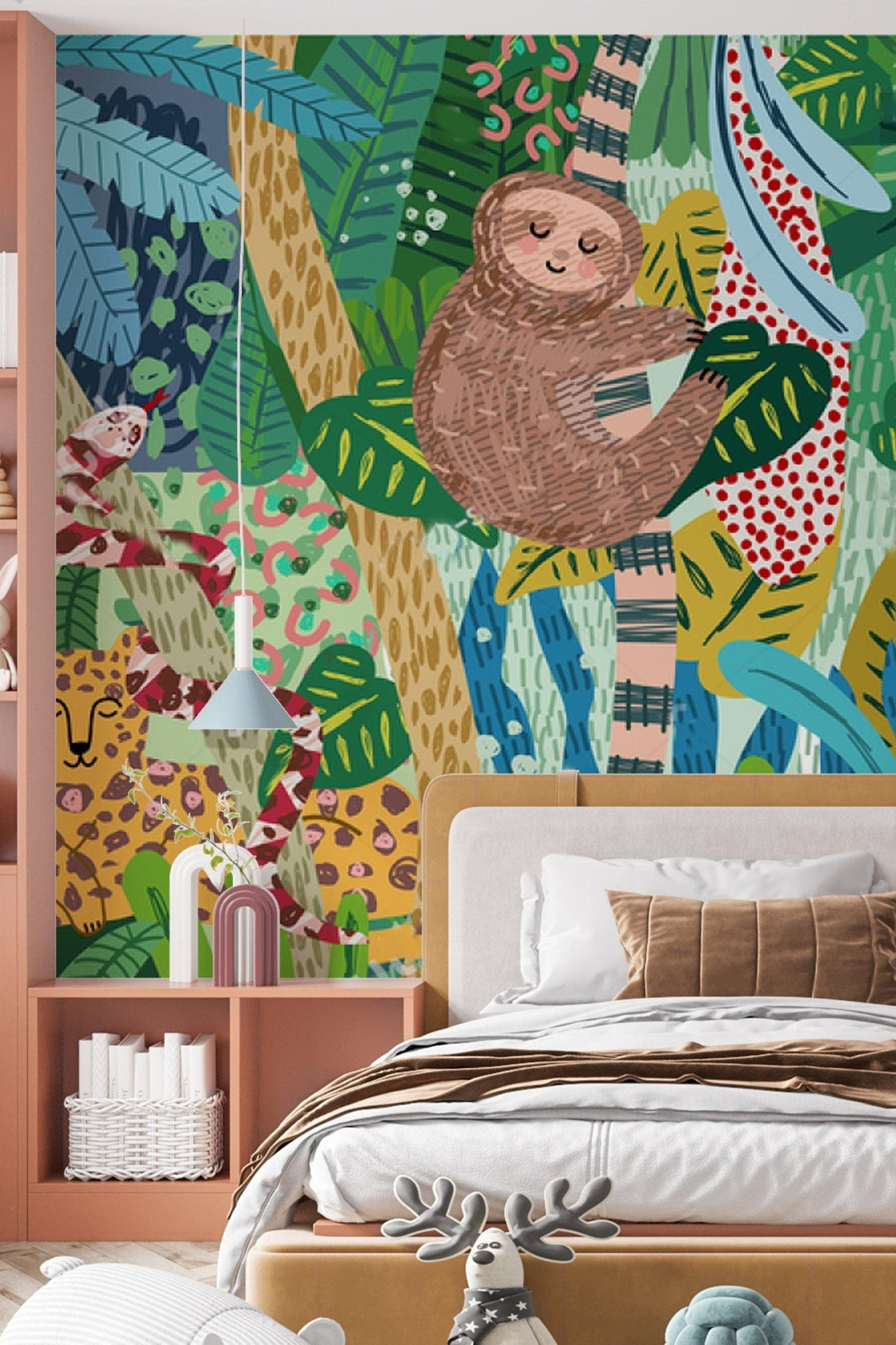 Safari Animals Tropical Wallpaper Nursery Wall Mural Peel and Stick ...