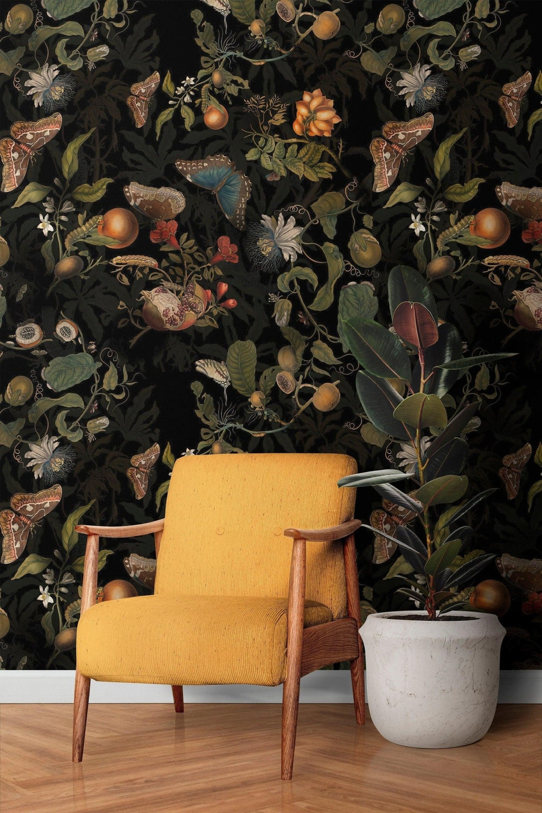 vintage botanical wallpaper peel and stick tropical flowers wallpaper ...